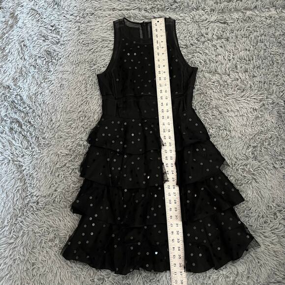 New with Tags 2K Theory Metallic Dot Silk Black Damia Ruffle Evening Dress Sz 2 - Picture 4 of 12